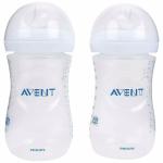 Philips Avent 260ml Natural Feeding Bottle (Clear, Pack of 2)