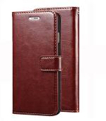 Mcase Brown Artificial Leather Flip Cover For Realme 3, Realme 3i (Model - Vintage Flip -13128)