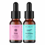 PEARLIX Rose & Rosemary Essential Oil 100% Pure | 10ml Pack Of 2 | For Face, Hair & Body | Acne Prone, Strong Hair & Calming Body
