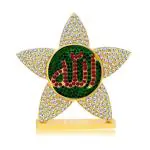 Caristo Islam Religious Symbol Allah in Star Tara (ID-87) Green Metal Showpiece for Car Dashboard | Home Decor | Office Table Showpiece