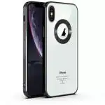 RUPELIK Ring Logo Cut Chrome iPhone Xs Max Black| Electroplating Camera Protective Magsafe Soft Shockproof Clear Crystal Ring Logo Cut Chrome Case Cover iPhone Xs Max Black