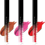 INOUR Primer+Matte Liquid Lipstick Combo Pack of 3 For Women - Multicolor 2 (Cute Nude,Hot Pink,Crimson Red)(Waterproof, Non Transfer, Matte Finish)