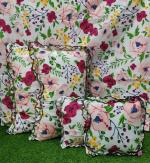 BREVARD Poly Cotton 5 Pcs Frill Bedding Set | Double Bed Size Bedsheet with 2 Pillow Covers and 2 Filled Cushions (90x100 Inches)