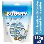 Bounty Coconut Miniatures Chocolate Pack, Soft & Tender Coconut in the Center, 15 Treats Inside, 150 g X Pack of 3