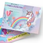 Creatie Unicorn Party Theme Children’s Birthday Invitation Cards with White Envelopes, 5 Pcs, 5Inx7In, Vibrant Graphics, Birthday Party Invites for Kids
