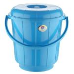 Plastic Multipurpose Storage Bucket With Lid for Home and Kitchen -13ltr(Bluie) (Pack of 2 )