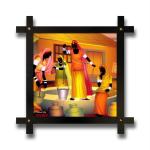 PnF Wood Cross Frame Hand-Crafted With Photo Of Rajasthani Culture, 10 X 14 Inch