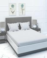 BASEMENT TO ATTIC DECOR Cotton Satin Striped Double Queen Size Bedsheet with 2 Pillow Covers King Size Plain Premium Luxury Hotel Collection - 108 x 108 inches Pack of 1 (Light Grey)