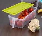 DHYANI Plastic Fridge Storage Containers Handle Food Storage Organizer Boxes with Lids for Refrigerator Fridge Cabinet Desk (Pack of 1)