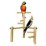 Sage Square Jumbo 3 Stations Wood Stand For Birds Good For Training And Exercise With 6 Stairs Perch Bird Toy