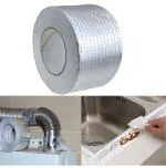 KATHUZZ Leakage Repair Waterproof Tape for Pipe Leakage Roof Water Leakage Solution Aluminium Foil Tape Waterproof Adhesive Tape Sealing Butyl Rubber Tape for Surface Crack, Pipe (5cmx5m) (Silver)