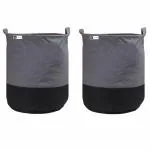 Unicrafts Laundry Bag 45 L Durable and Collapsible Laundry storage Bag with Side Handles Clothes & Toys Storage Foldable Laundry Basket for Dirty Clothes Combo Pack of Pc 2 Grey-Black