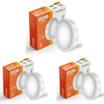 Kolors 12W 3 in 1 Colour Changing LED Surface panel light, Round | Surface Led panel lights for false ceiling | Switch between: Cool white, Warm white, Natural white,Pack of 3 pcs