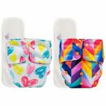 Mylo Essentials Cloth Diaper for Babies|Oeko-Tex Certified|(3Months-3Years)|5kg-17kg|Reusable with Adjustable Snap Button|Pack includes 2 Diaper & 2 Wet-Free Inserts-(Heart Doodles, Rainbow)
