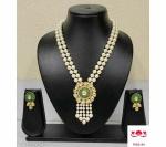 Gyaan Jewels Handmade Gold Plated Alloy Earring and Necklace Set Green (Women) Free Size