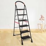 TNT The Next Trend Cameo 6 Step Heavy Duty Foldable Step Ladder with Anti-Skid Shoes and Extra Strong Wide Steps - Black