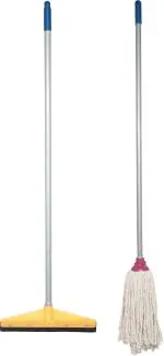 CREAZIONE PRODUCTION Cotton Yarn Cup Mop & Rubber Wiper handle 38 Inch Mop Set (Multicolor)