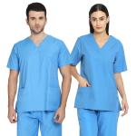 IS Indosurgicals Unisex Sky Blue Solid Scrub Suit For Surgeons (Size 4XL)