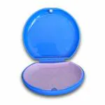 SNOW WHITE DENTAL ALIGNER/RETAINER CASE , MULTI-PURPOSE STORAGE BOX WITH SILICONE BASE ( BLUE )