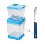 BLUE WONDER Vegetables Plastic Onion Chopper With Kitchen Vegetables Cutting Knife Chalu and (Multicolour, Pack of 2)