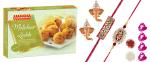 Feastive Celebrations Bikanervala Motichoor Laddu With Agage Rakhis, A Pair Of Ganesha Soan, Pooja Rakhi, Kesar And Chawal, 400 Gram (Set Of 3)