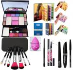 Bingeable Kajal And 36Heyeliner Eyeliner Mascara Brushes Blender Puff 60 Color Book 6171 Makeup Kit (Set Of 7)
