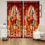 Frimerr Multicolor Shero Wali Mata 3D Digital Printed Window Curtains (Set of 1)