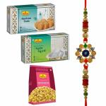 Haldiram's Nagpur Mathura Peda (250gm), Kaju Katli 250 gm, Khatta Meetha(200 gm) With Premium Rakhi