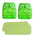 Teeny Weeny Green Baby Premium Nappies with Insert Pads Washable Reusable (0 - 2 Y+ ) Set of 2