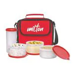 MILTON New Meal Combi Lunch Box, 3 Containers, 280 ml Each and 1 Tumbler, 400 ml, Red | Food Grade | Light Weight | Dishwasher Safe | Microwave Safe | Easy to Carry | Leak Proof | BPA Free