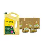 Jivo Cold Pressed Canola Oil 5L + Jivo Organic Long Grain Basmati Rice 1 KG (pack of 5)