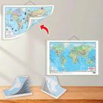 GO WOO SMALL - 100 AFRICA POLITICAL OUTLINE MAP FOR SCHOOL, SMALL - 100 AFRICA PHYSICAL OUTLINE MAP FOR SCHOOL and 2 IN 1 WORLD POLITICAL AND PHYSICAL MAP IN ENGLISH | Set of 2 maps and 1 chart