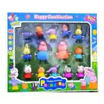 Lilheaven Peppa Pig Family Set of 14Pc Pig, George, Daddy Pig, Mommy Pig, Granny Pig, Grandpa Pig, Soft Rubber face Toy for Kids