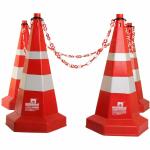 LADWA Nilkamal Road Traffic Safety Cone, Pack of 4 Cones 750mm, with 4 mtr Chain + 4 Hooks, (Safety Cone, Traffic Safety Cone, Road Safety Cone with Reflective Strips Collar)