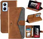 Autofocus Faux Leather Back Case Flip Cover for Infinix HOT 20 5G with ID Card Slot | Foldable Stand | 2 Card Slot | 1 Cash Slot | Magnetic Closure - Executive Brown, 21373