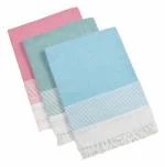 Tharunsha Elite Hand Weaved 100% Pure Cotton Bath Towel for Men and Women / Checkered Bath Towels - Pink, Green, Blue- Set of 3 (Size 36 x 72 Inch 90 x 180 cm)