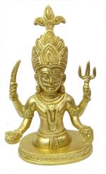 Kalarambh Brass Lord Kalbhairav Idol Murti Statue for Home Pooja Puja Mandir Decor Collectible Handicraft Art, Yellow, 5.5 x 3 x 9 Inch (L x W x H)