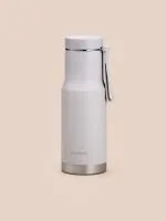 Lock & Lock Stainless Steel Double Wall Insulated Metro Edge Tumbler with Hand Strap, 470 Ml, Ivory
