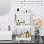 Storia Bathroom Organizer Countertop Storage Clear 3 Tier Skincare Organizer Acrylic Corner Shelf Rack Stand for Makeup Cosmetic Perfume Vanity Tray Kitchen Living Room Supplies