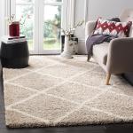 Hitex Carpet Microfibre Beige, Ivory02-K Living Room Soft And Fluffy Shag Silk Touch Area Rug - 10 X 10 Feet