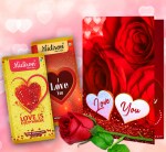 Midiron Valentine's Day Gift Combo For Girlfriend/Boyfriend/Lover|Rose Day Gift|Chocolate Day Gift|Purpose Day Gift|Romantic Gift Hamper with Chocolate Bar, Artificial Red Rose & Love Card