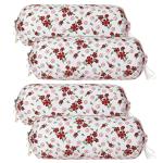 Kuber Industries Bolster Covers | Soft Cotton Bolster Cover Set | Diwan Round Bolster Pillow Covers | Maroon Flower Print Roll Masand Cover | 16x32 Inch | Pack of 4 | Pink