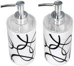 Mobone White, Black Plastic, Polypropylene Liquid, Shampoo, Gel, Conditioner, Sanitizer Stand Dispenser, 350 ml (Pack Of 2)