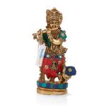 CraftVatika Multicolor Brass Krishna Statue 8.9 x 3.8 cm