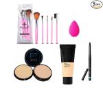 MISS DOLL Oil Control Compact Powder-Pore Less Liquid Tube Foundation-Makeup Brush Set