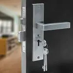 CRUST Premium Mortise Door Lock Handle Set with Brass Lock Body with 3 Keys (Silver, Stainless Steel)