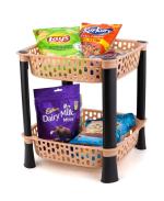 SHRAVI Square Rack For Office Use, Fruits And Sabaji Basket Vegetable Stand (2 Layer, Beige)