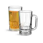 Tap2kaart Glass Beer Mug, Transparent Serve Whiskey Wine Juice Mocktail Cocktail Drinking Glass with Handle Dishwasher Safe Set of 2