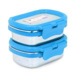 Virtue Homeware Stainless Steel Blue Air Tight Container Lids And Leakage Proof Tiffin Box, 150 Ml (Pack Of 2)