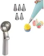 Urban Buy Multicolor Steel Nozzle And Ice Cream Scoop Kitchen Tool Set 7 pc